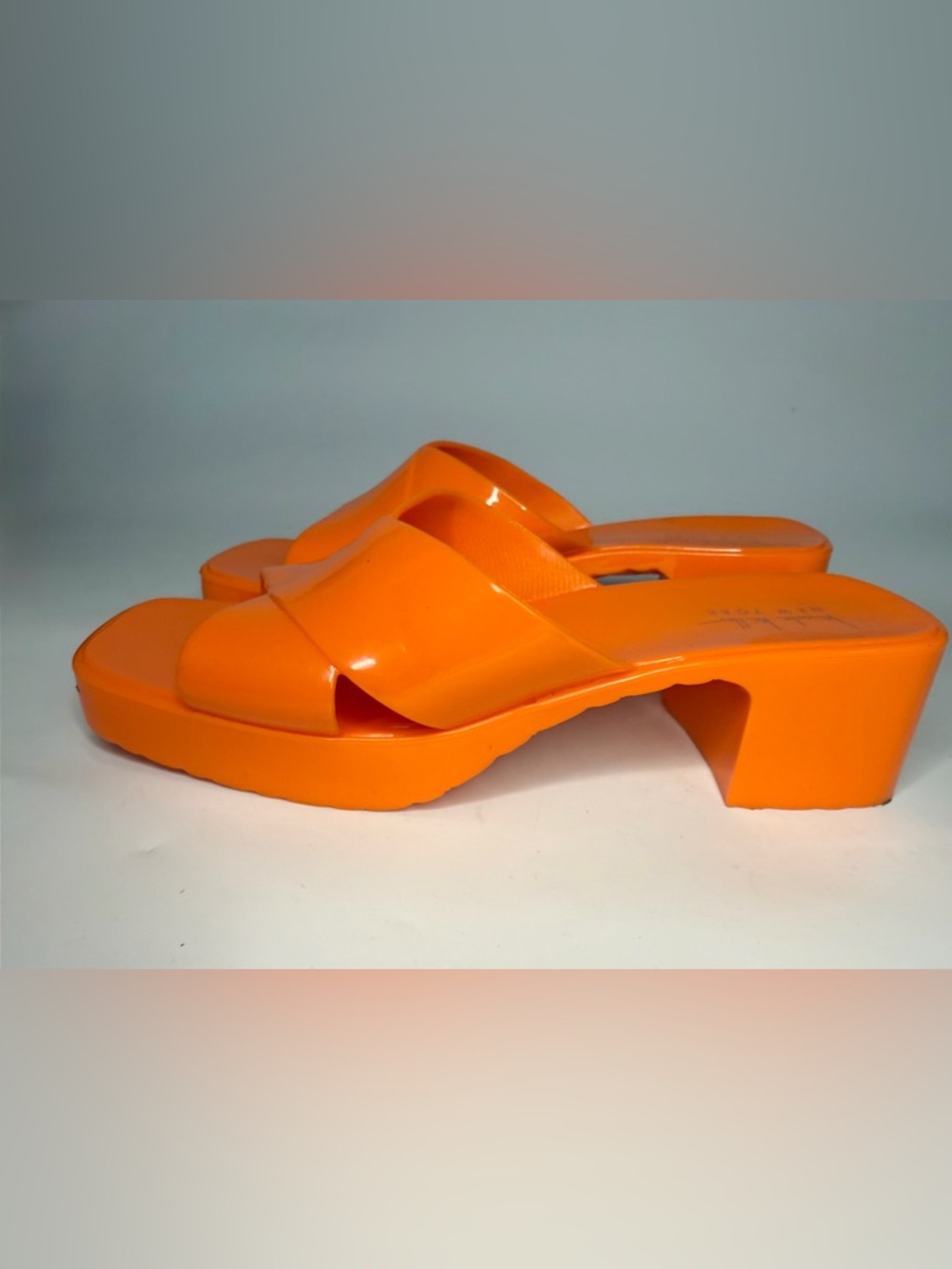 Nichole Miller Orange Wedge Sandal size 9 Shiny PVC Slides NEW
